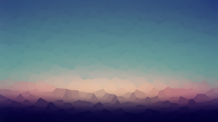 Abstract low poly mountains at sunset digital art