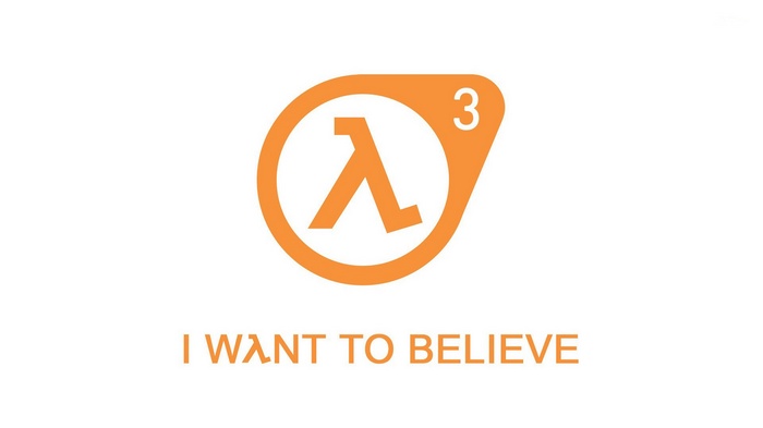 Half-Life 3 Lambda Logo with "I Want to Believe"