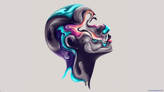 Abstract digital art of a face by Rik Oostenbroek