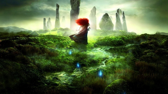 Merida from Brave in a mystical landscape