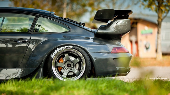 Porsche 911 with a large rear spoiler