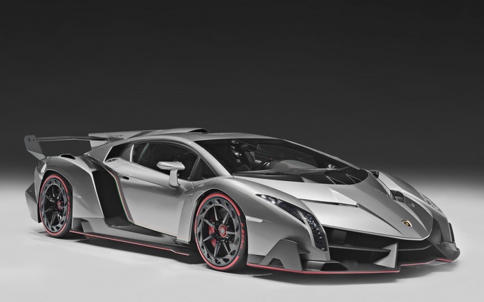 Silver Lamborghini Veneno sports car