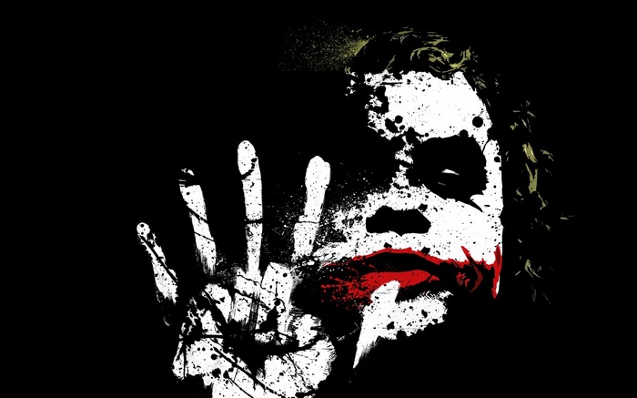 The Joker's face with a handprint