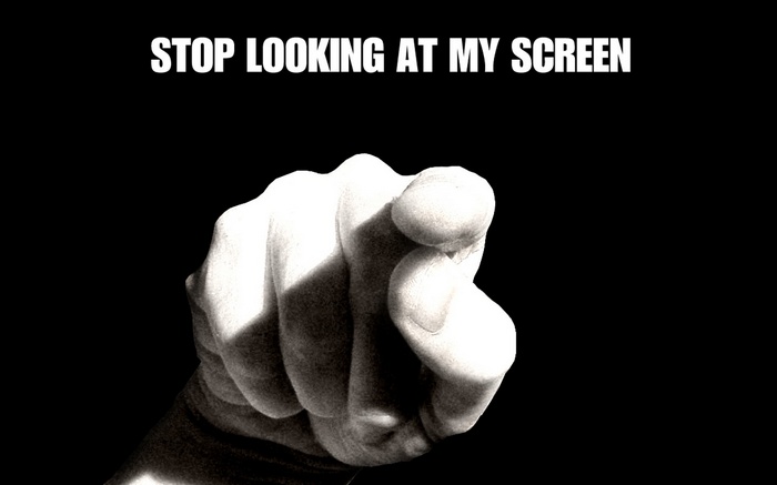 Stop Looking At My Screen Text and Pointing Finger