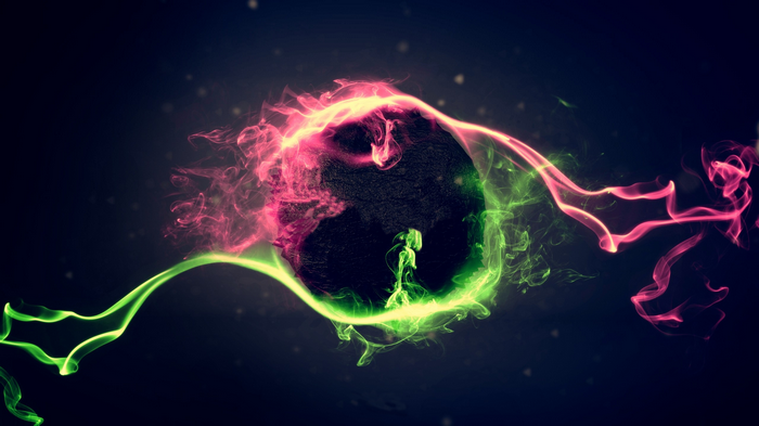 Avicii abstract digital art with pink and green smoke