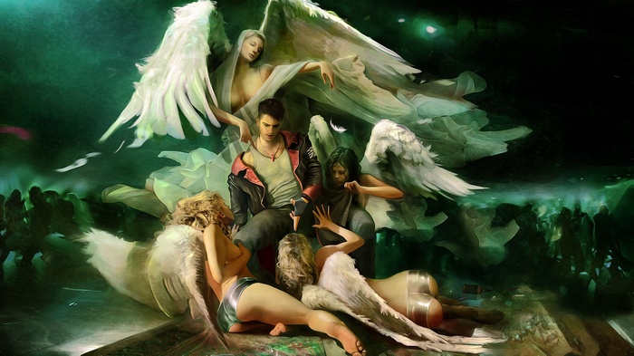Dante surrounded by angels in Devil May Cry
