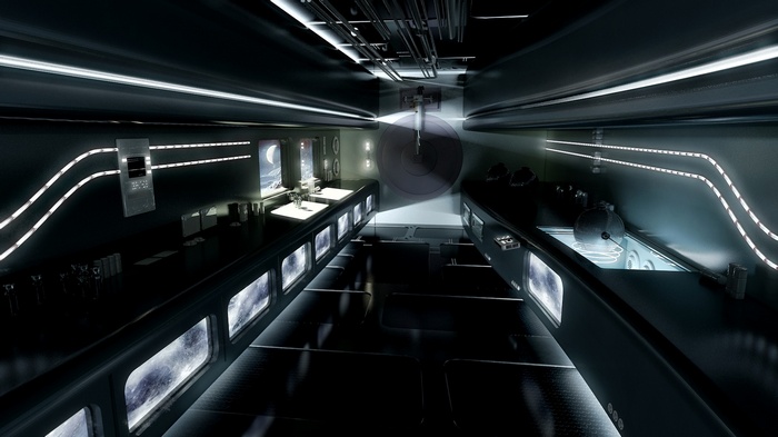 Futuristic interior of a science fiction space station