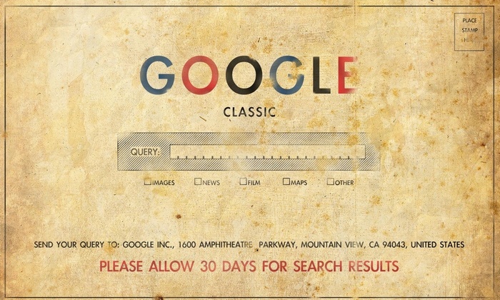 Google Classic vintage search engine design