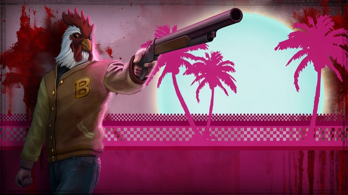 Hotline Miami character with a shotgun