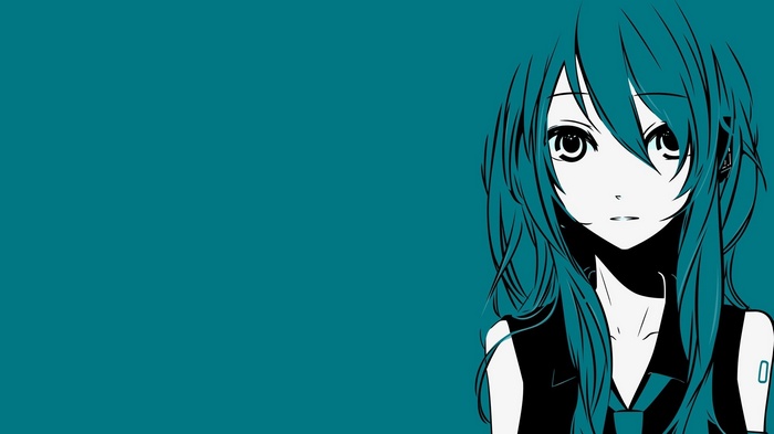Hatsune Miku minimalism anime girl simple background