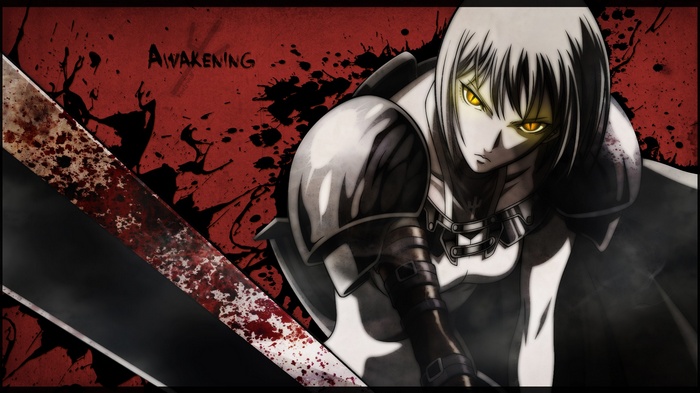 Clare from Claymore with a bloody sword
