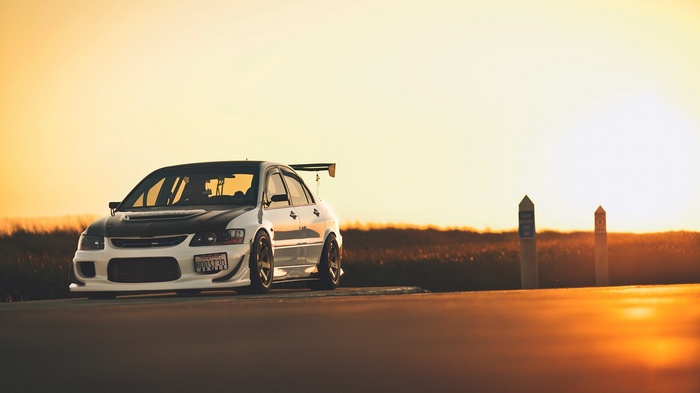 tuning sunset Mitsubishi evo JDM car