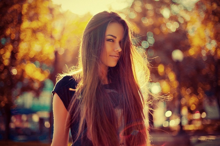 Natali Danish with long hair in sunlight