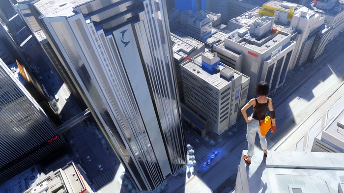Faith Connors on a skyscraper in Mirror's Edge