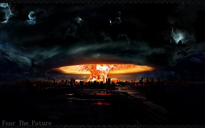 Apocalyptic nuclear explosion over a city