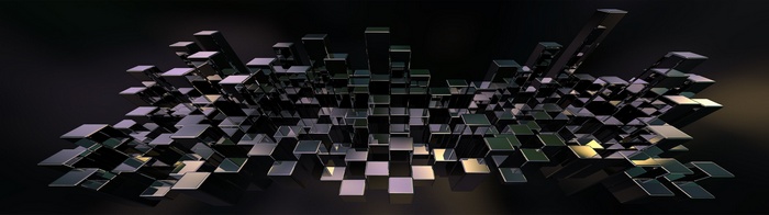 Abstract digital art of reflective cubes