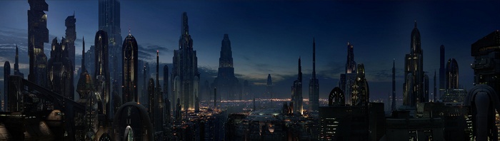 Star Wars Coruscant cityscape at night