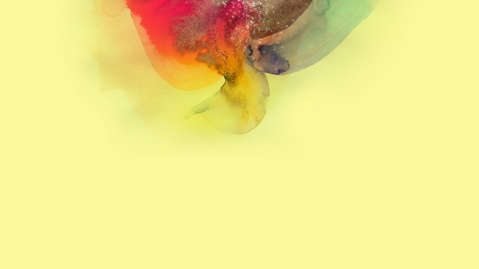 Abstract watercolor splash with yellow background