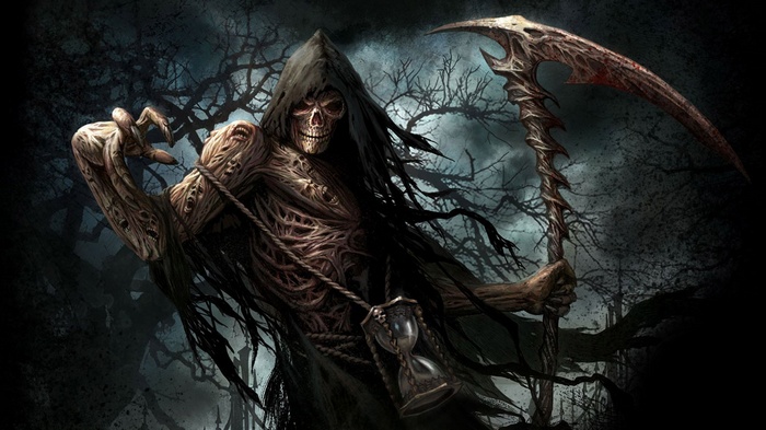 cape hourglasses undead skull fantasy art Grim Reaper