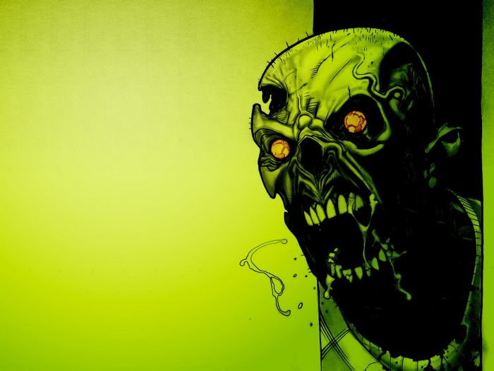 Zombie artwork with green background