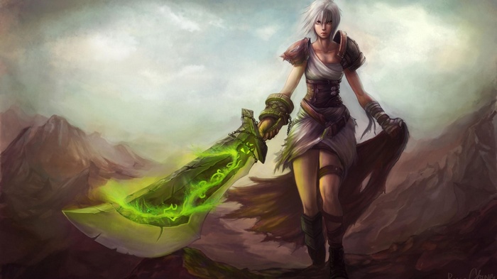 Riven from League of Legends with a glowing sword
