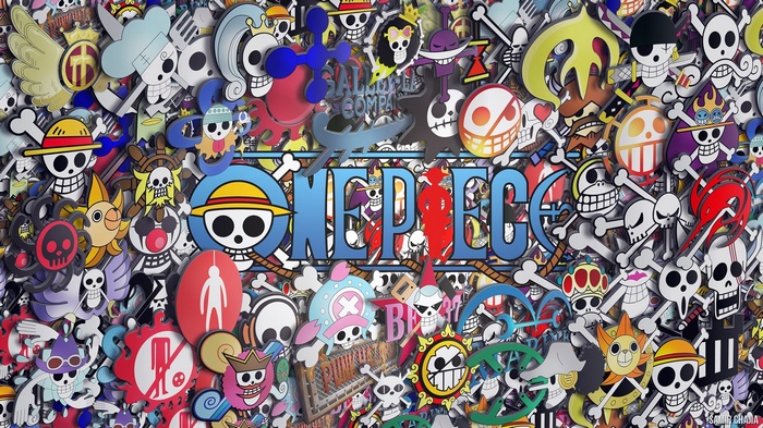 One Piece Jolly Roger and Character Stickers Collage
