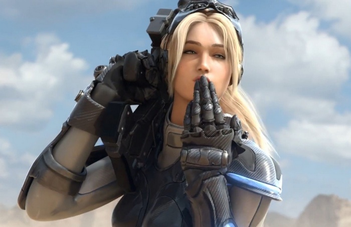 Nova Terra from StarCraft II blowing a kiss
