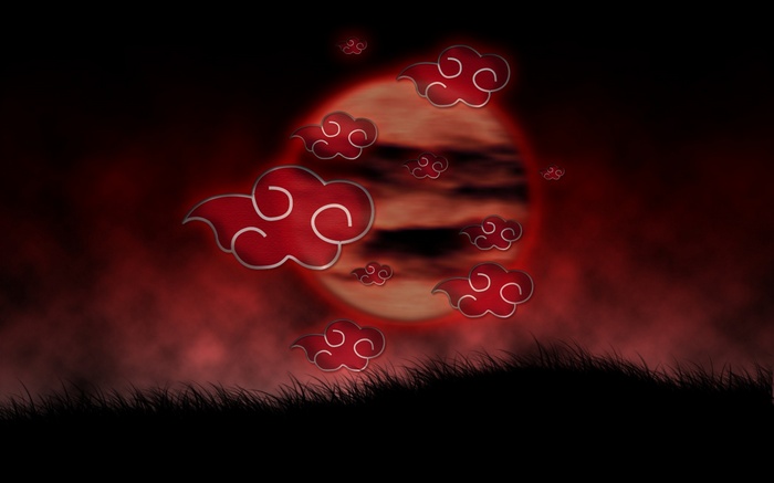Naruto Shippuuden Akatsuki Red Clouds Moon