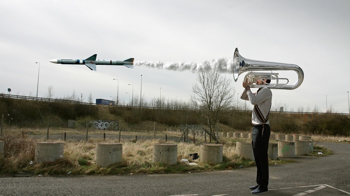 Rocket and Tuba Player in Photo Manipulation