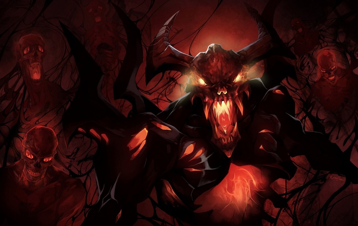 Shadow Fiend from Dota 2 with demonic minions