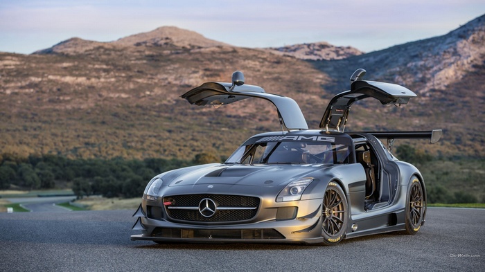Mercedes-AMG SLS race car with gullwing doors