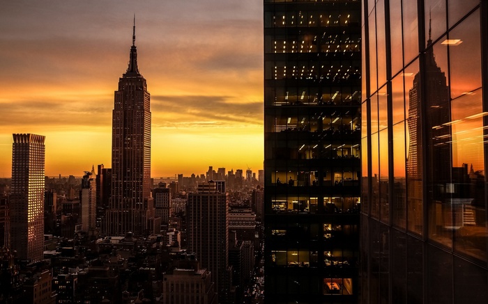 Empire State Building at sunset in New York City