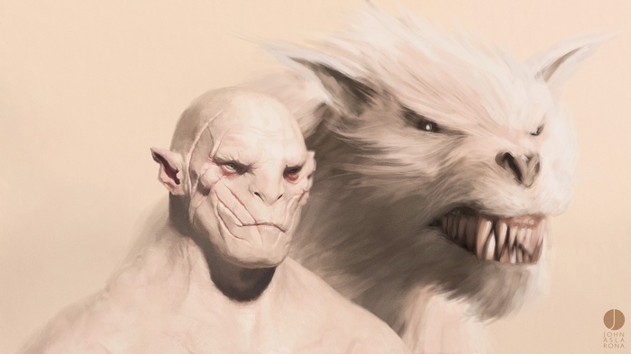 Azog the Defiler and a white creature