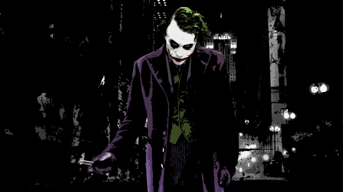 The Joker from The Dark Knight holding a knife