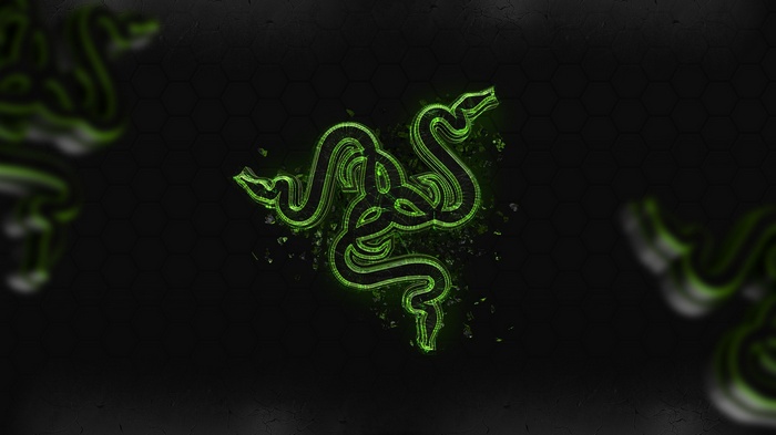 Razer logo with abstract green digital art