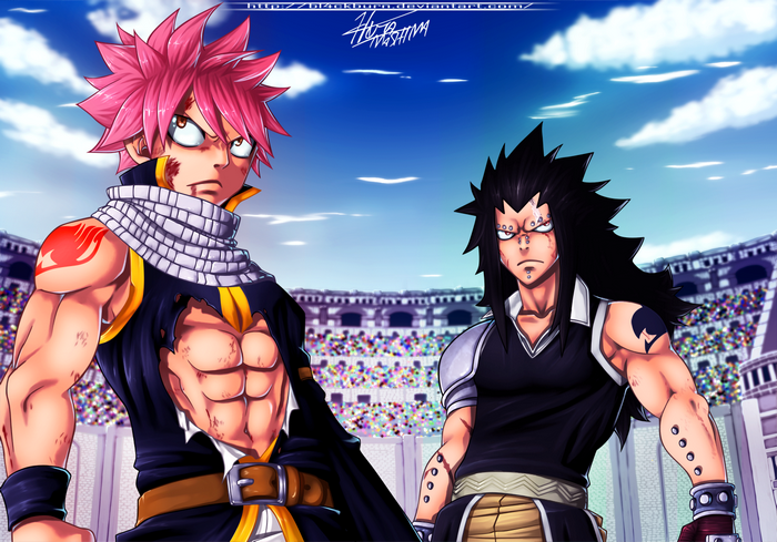 Natsu and Gajeel from Fairy Tail in an Arena