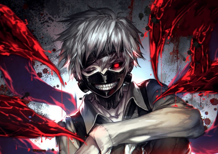 Kaneki Ken from Tokyo Ghoul with red kagune