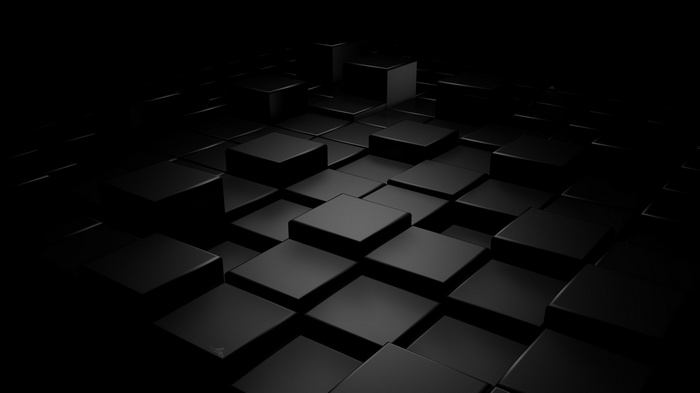 Dark abstract render of 3D cubes
