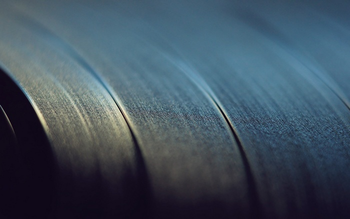 Close-up of a vinyl record groove