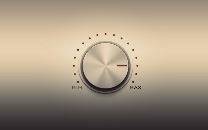 Volume knob with MIN and MAX labels