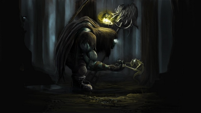 Fantasy art of Yorick in a dark forest