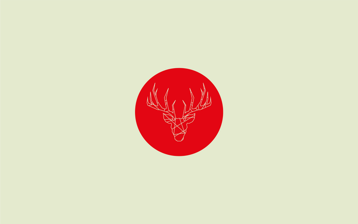 Minimalist deer head inside a red circle