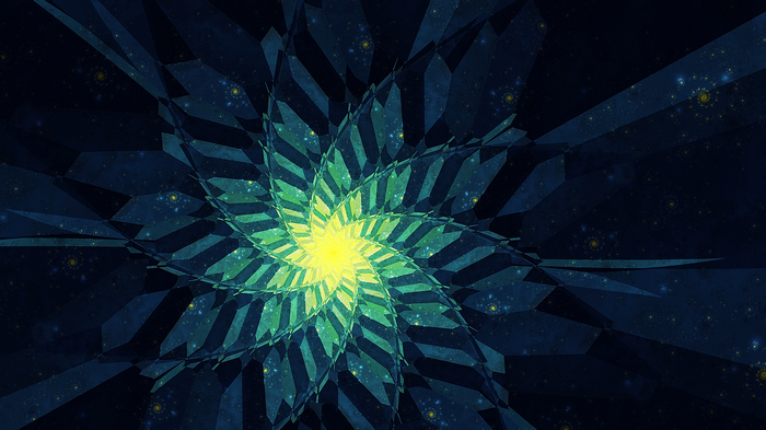 Abstract fractal art with yellow and green starburst