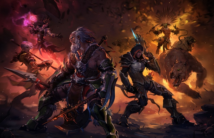 Diablo III characters in a battle scene