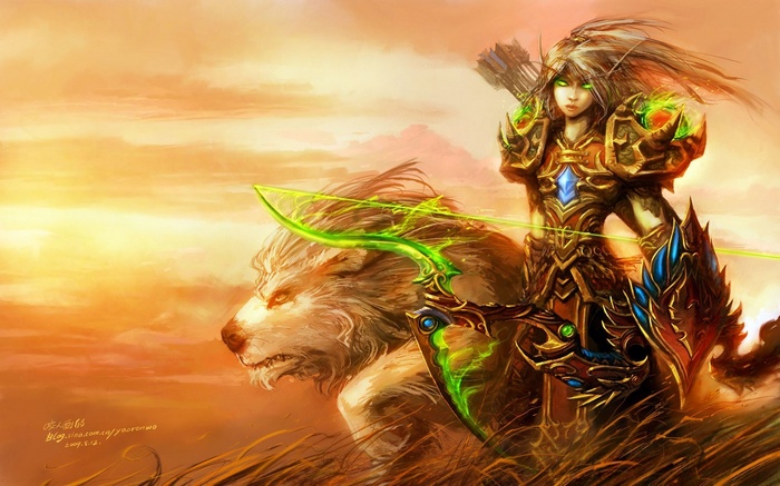 World of Warcraft Blood Elf Archer on Wolf Mount