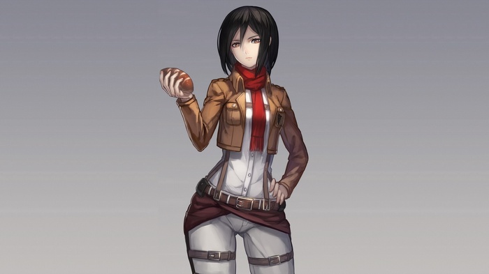 Mikasa Ackerman holding a bread roll
