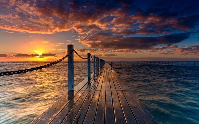 sunset pier nature landscape
