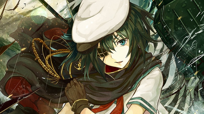 Kiso from Kantai Collection with an eyepatch