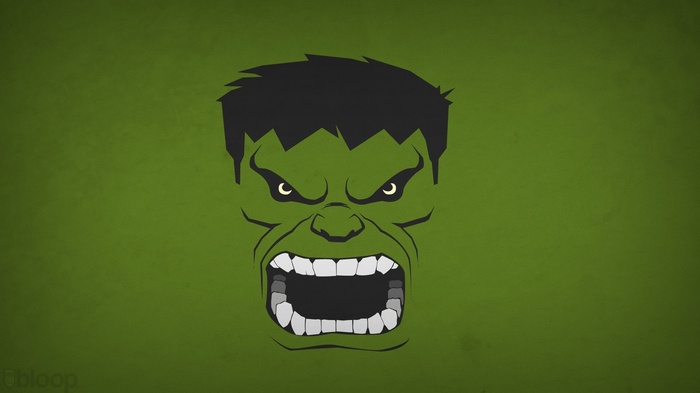 The Hulk's Angry Face on a Green Background