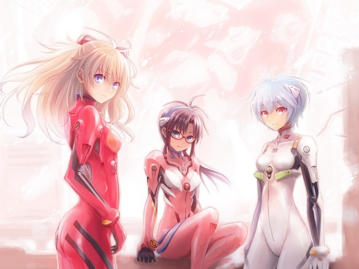 Asuka, Rei, and Mari from Neon Genesis Evangelion